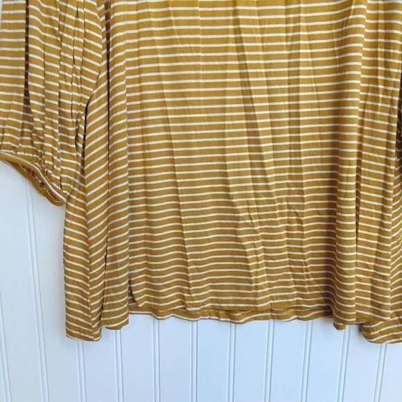 Paisley Raye "Violet" Yellow Stripe Print Top Plus Size 1X NWT USA 3/4 Sleeve - Picture 7 of 12